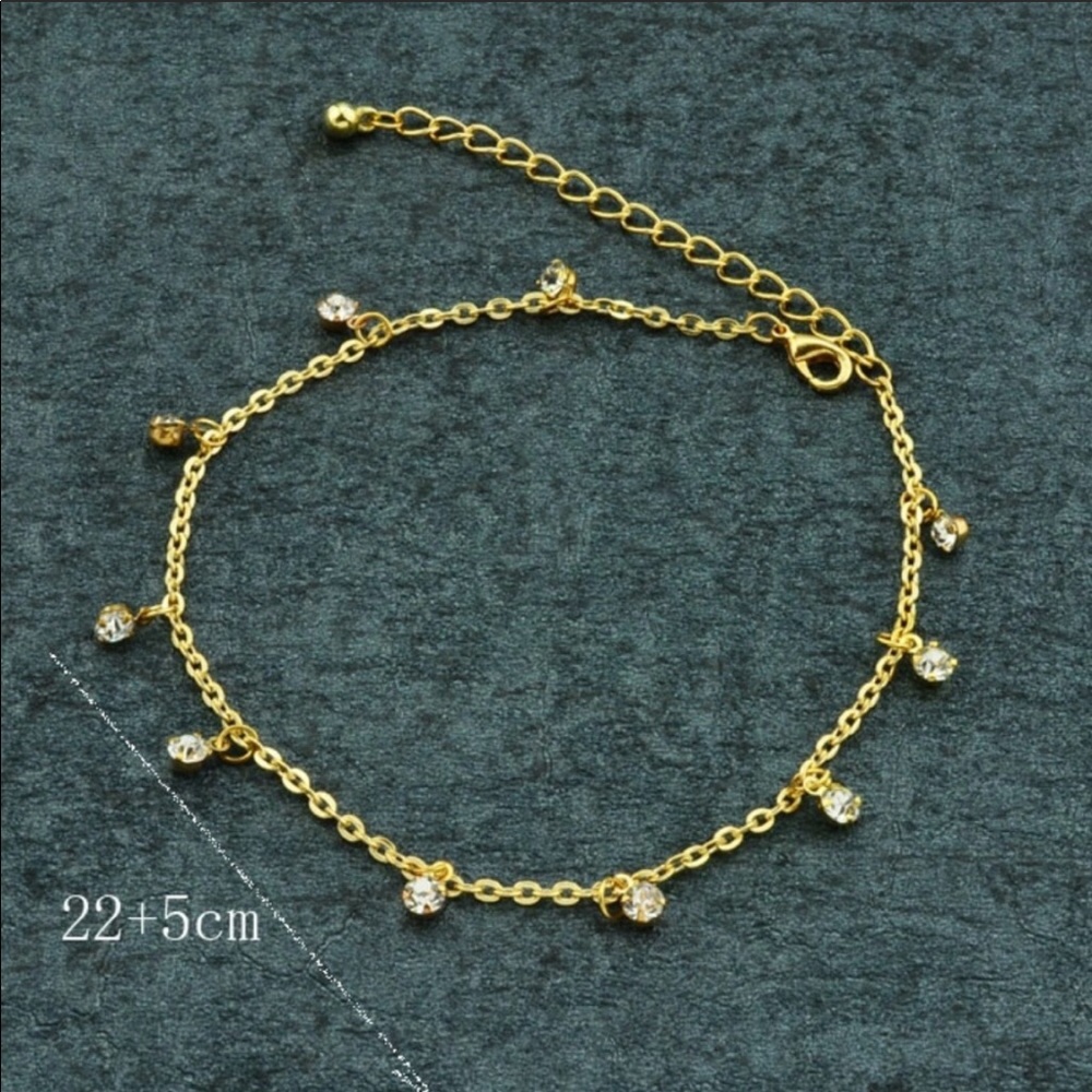 Gold Plated Jeweled Anklet - Picture 3 of 3